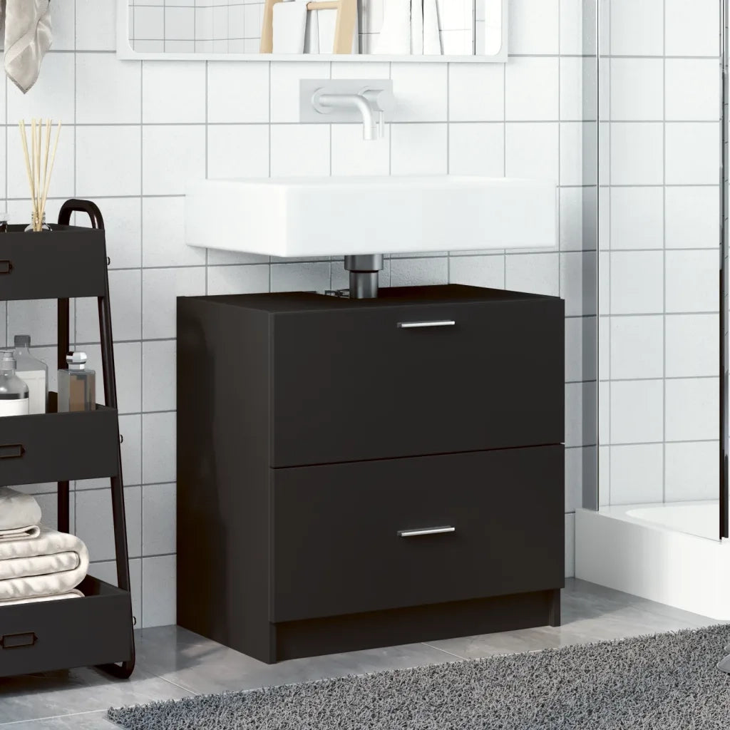 Mobile Lavabo Nero 59x37x59 cm in Truciolare 848109