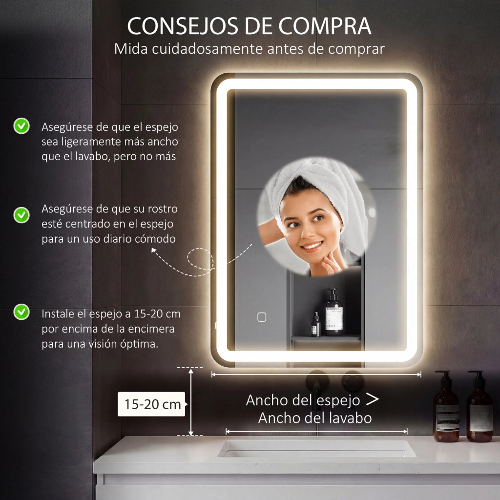 Specchio da Bagno LED Antivaho 60x80 cm ¨C Minimal ¨C Bianco