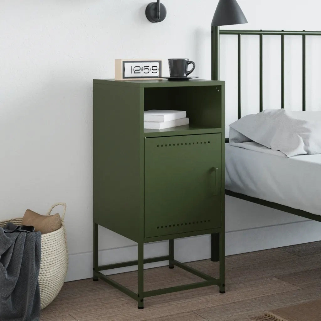Comodino Verde Oliva 36x39x78 cm in Acciaio 846574