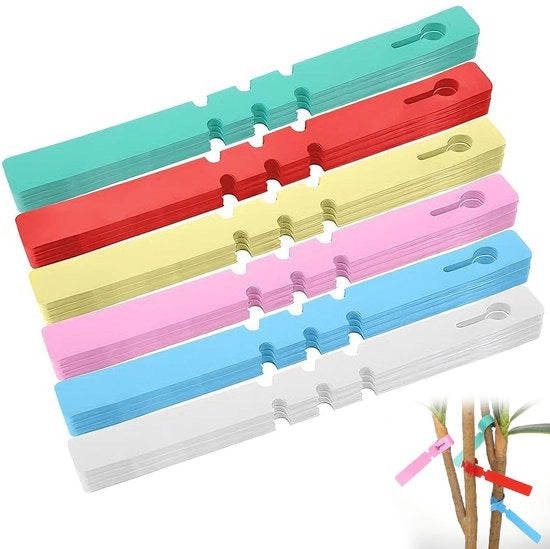 120 pezzi di etichette per giardino - Etichette colorate per piante appese in PVC per interni ed esterni - Etichette per giardini resistenti al tempo con anelli regolabili per piante, alberi e arbusti - Etichette riutilizzabili