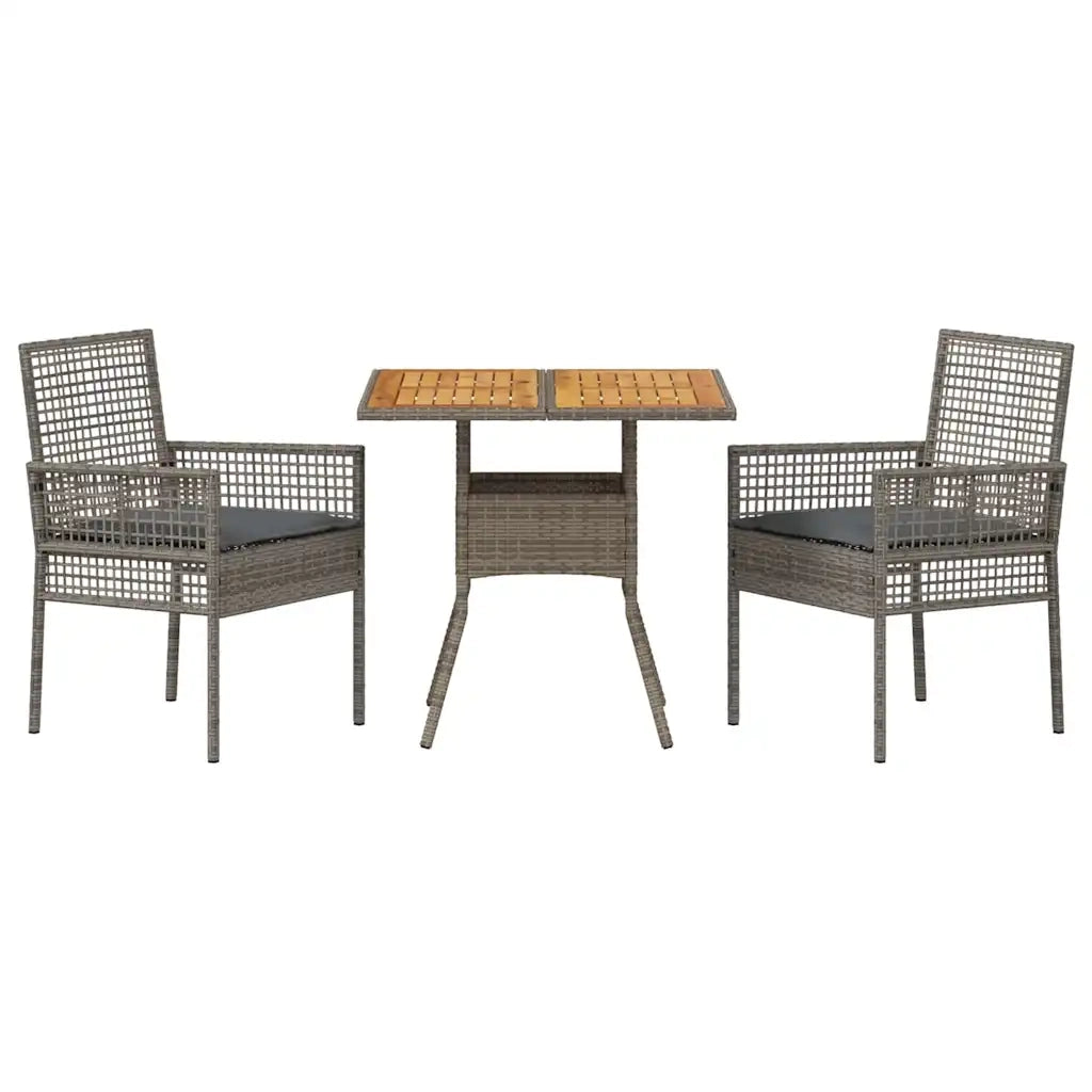 Set da Pranzo per Giardino 3 pcs Grigio polyrattan 3334937