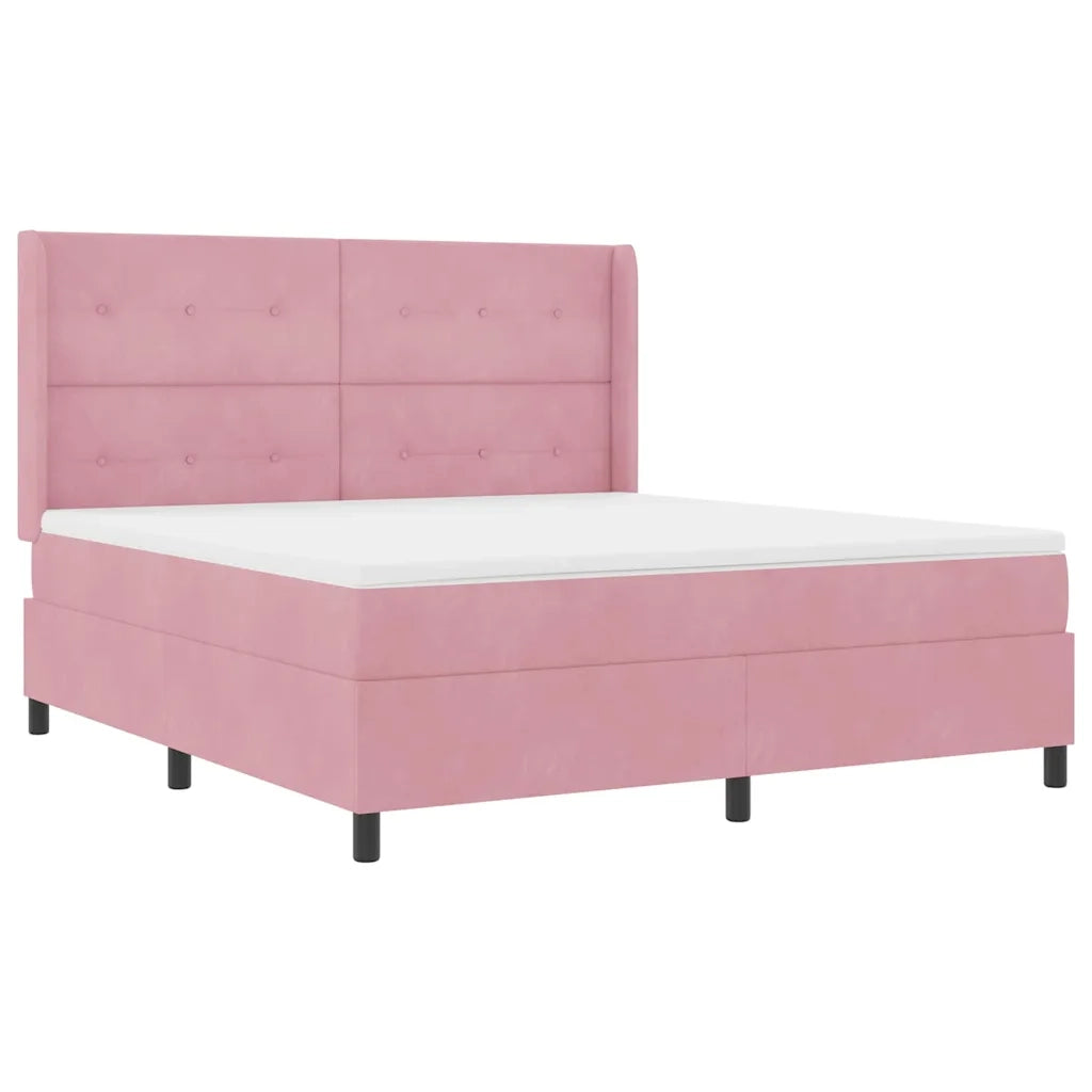 Letto a molle con materasso Rosa 180 x 200 cm Velluto