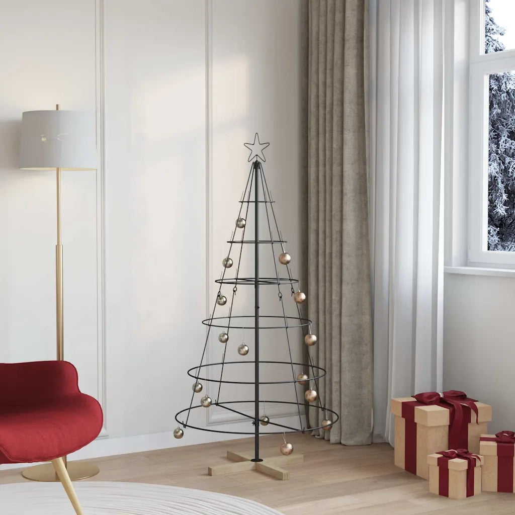 Albero a Cono di Natale con supporto Nero 154 cm Acciaio 42019160