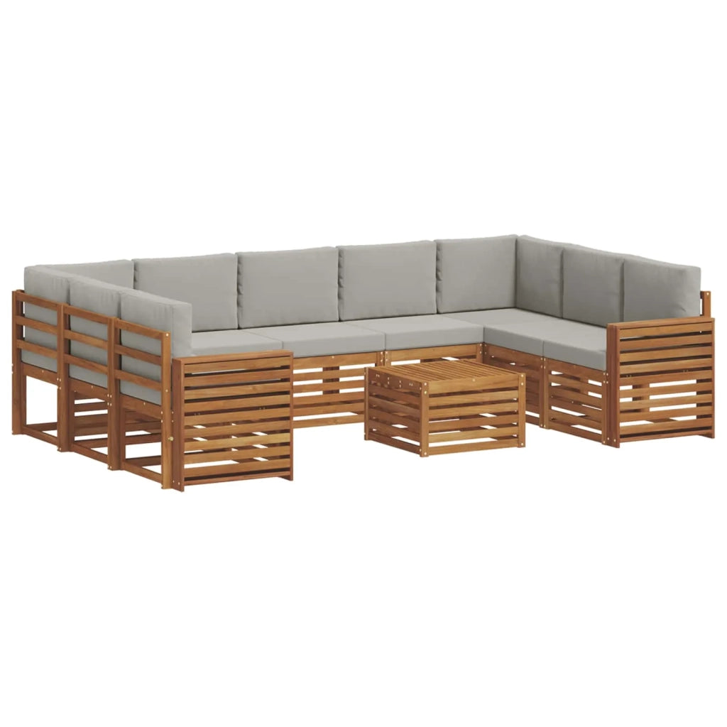 Set divani con cuscino 10 pcs Grigio Naturale e Chiaro 3375526