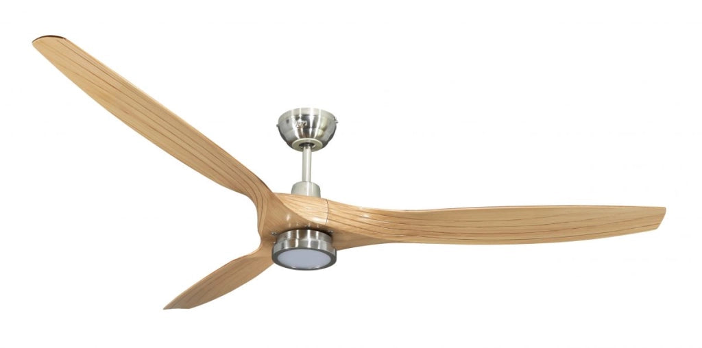 Vam Ventilatore da soffitto OUTDOOR con LED a risparmio energetico nichel pale ABS effetto acero 153 cm telecomando 5 velocitÃ