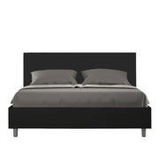 BS COM Letto matrimoniale contenitore imbottito 160x200 similpelle nero