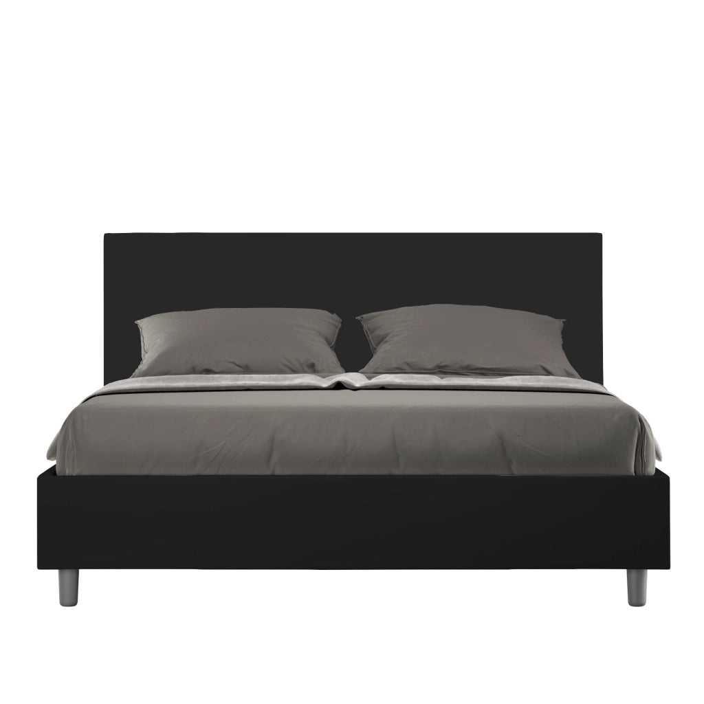 BS COM Letto matrimoniale contenitore imbottito 160x200 similpelle nero