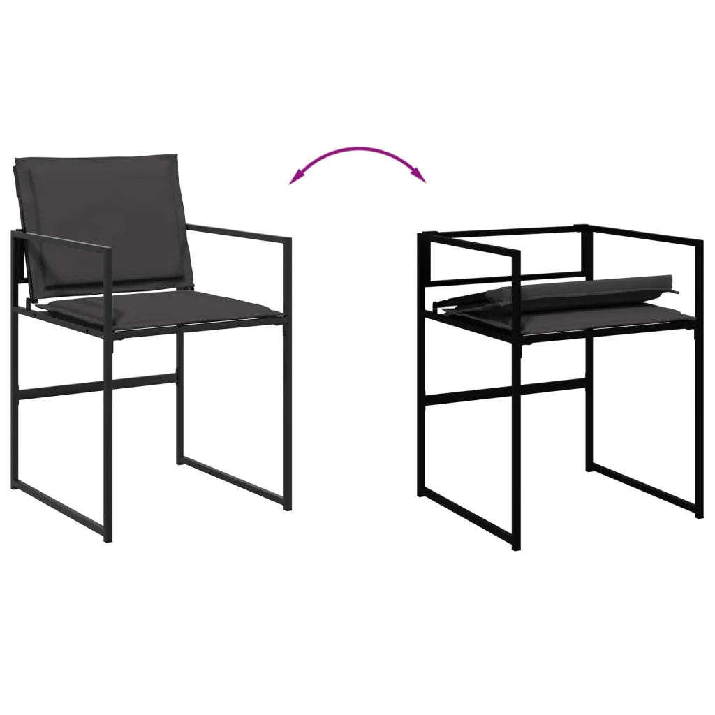 Set da Pranzo da Giardino 9 pz con Cuscini Nero in Textilene 3295075