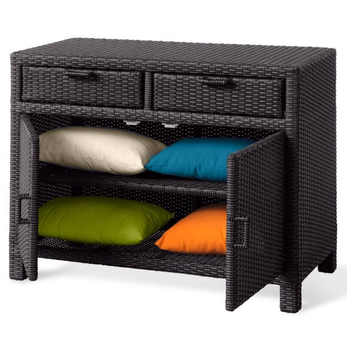 Armadio da esterno in wicker 100x50xH80 cm, con 2 ante e 2 cassetti - Armadio Da Esterno In Wicker 100x50xh80 Cm, Con 2 Ante E 2 Cassetti Colore White (bianco Decapato) Colore: Bianco, Materiale: wicker