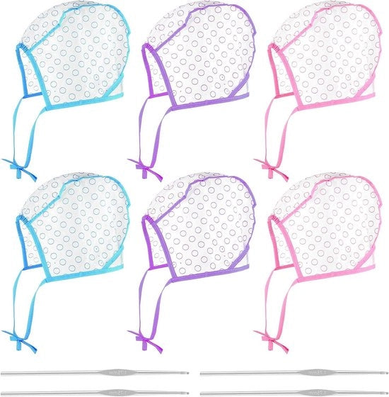 Doppi di colore per capelli in plastica con aghi per capelli - Set da 6 - Doppi per capelli colorati per parrucchieri - Blu Rosso Viola