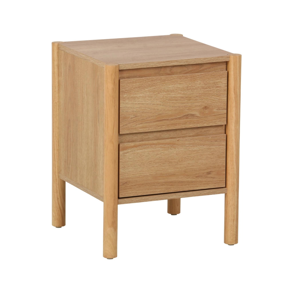 Comodino decorazione legno 2 cassetti, marrone naturale