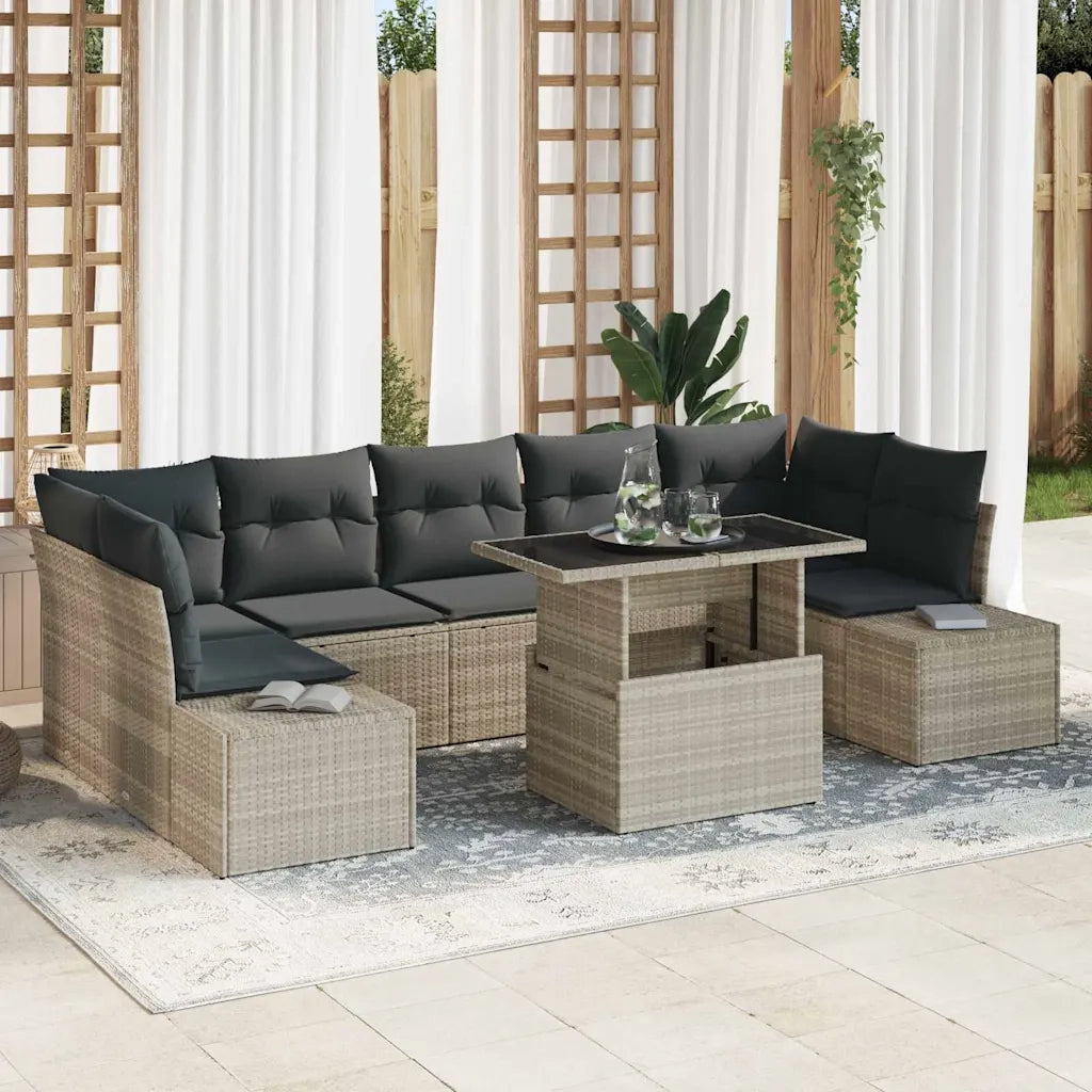 Set Divano da Giardino 8 pcs Grigio chiaro e grigio scuro 3357875