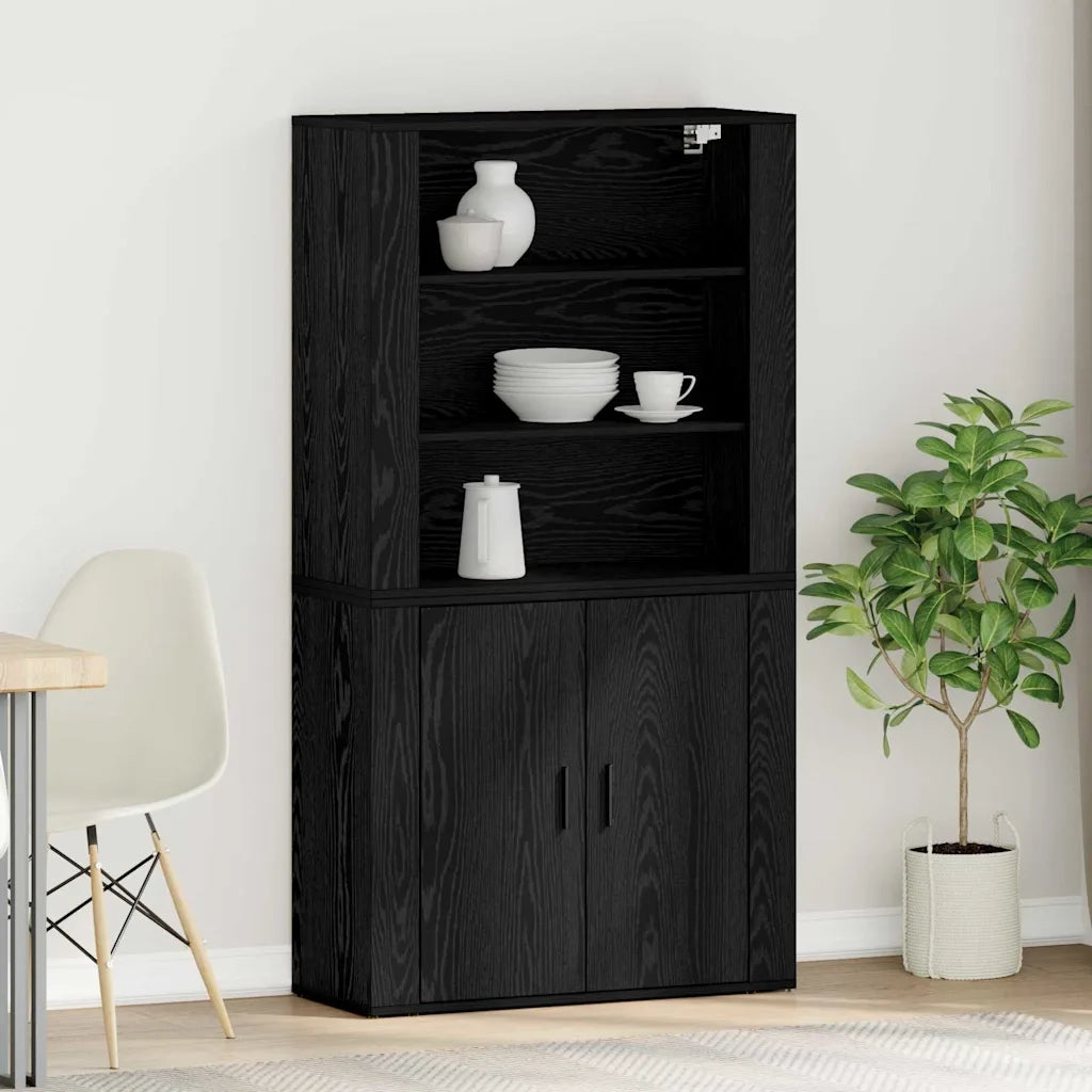 Credenza Rovere Nero 80 x 33 x 150 cm Legno multistrato 3333079