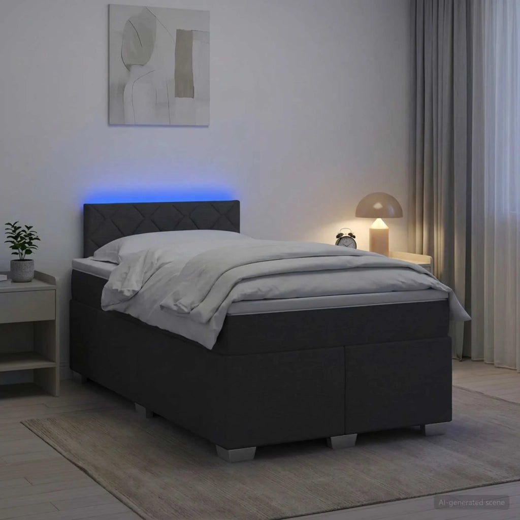 Letto con Box Spring, Materasso e LED Grigio Scuro 120 x 190 cm 3451904