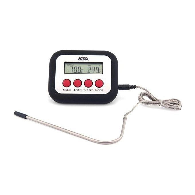 Ilsa ILS355308 Termometro Digitale da Forno con Sonda Acciaio Inox 12 cm Cavo 80 cm Range -50°C +250°C Timer 99 min
