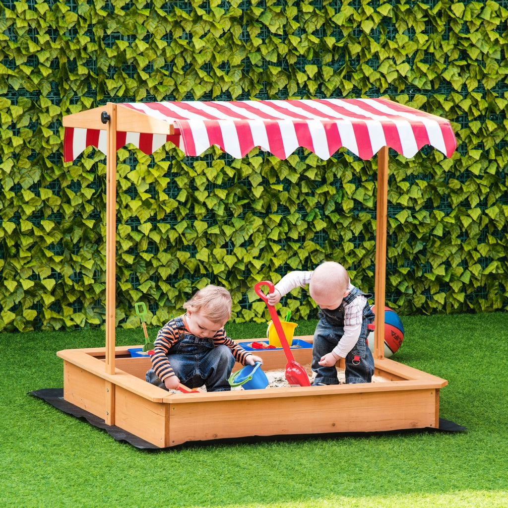 Sandbox con Copertura Regolabile ¨C Minimal ¨C Legno 107.5x107.5 cm