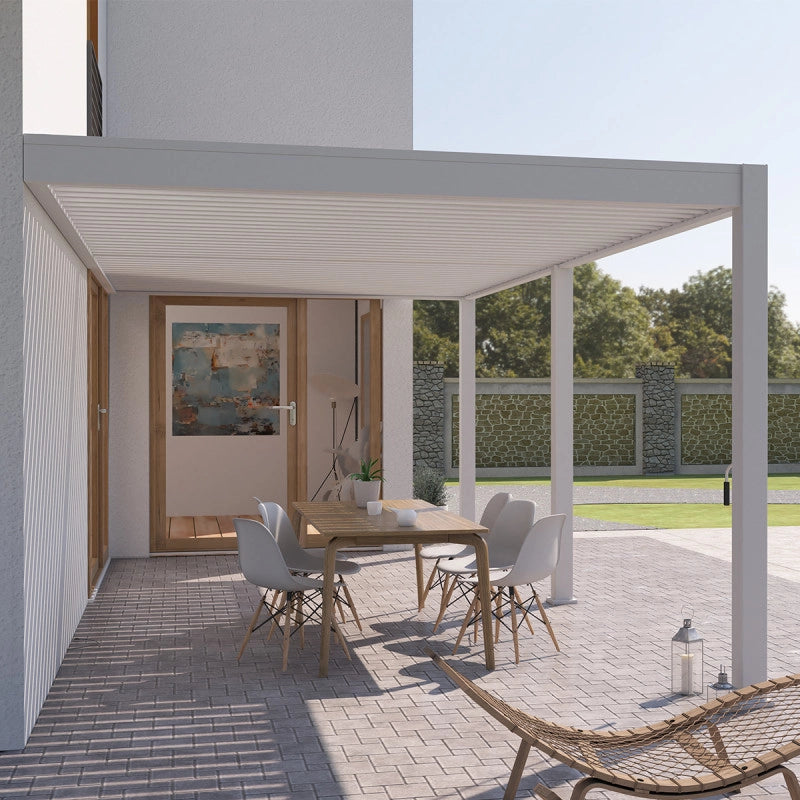 Pergola Bioclimatica OmbrÃ©a VS 3x6M adossata - Bianco - V2