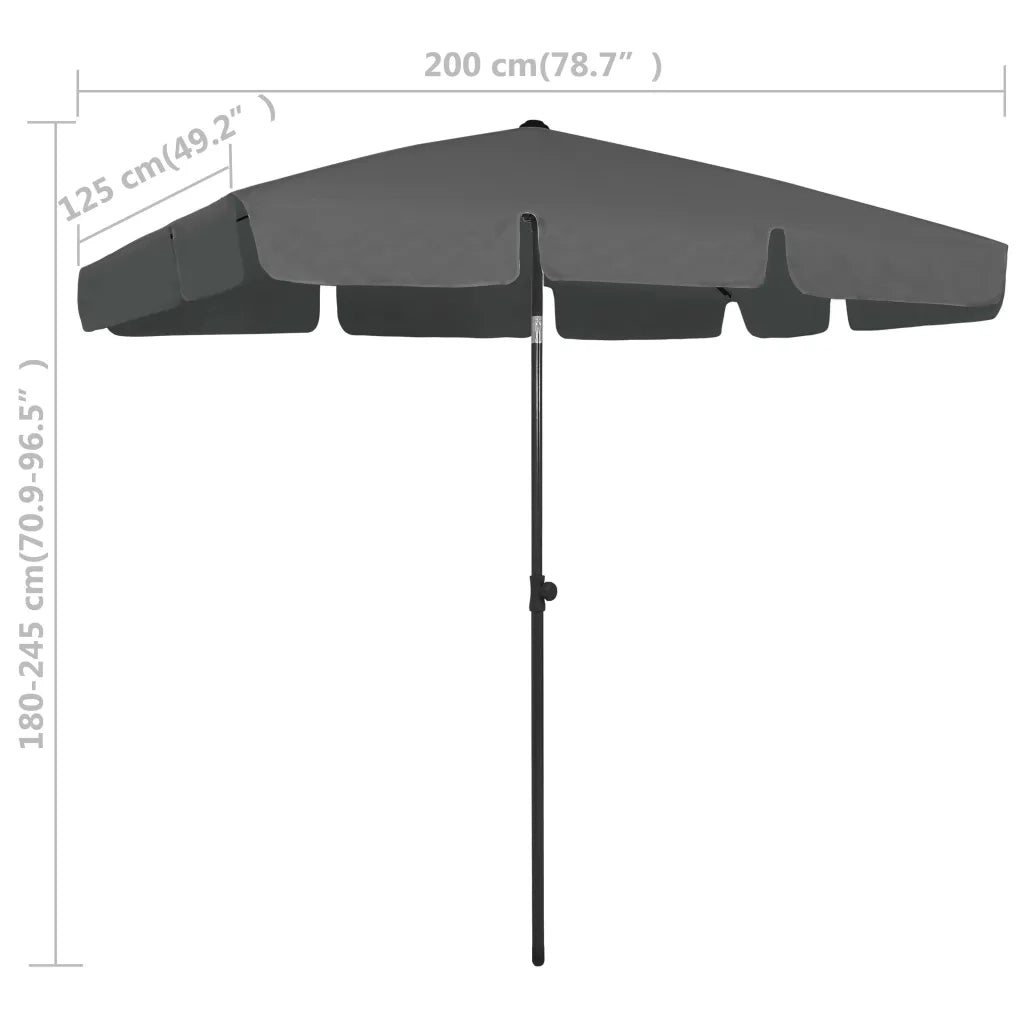 Ombrellone da Spiaggia-Ombrellone da mare Antracite 200x125 cm