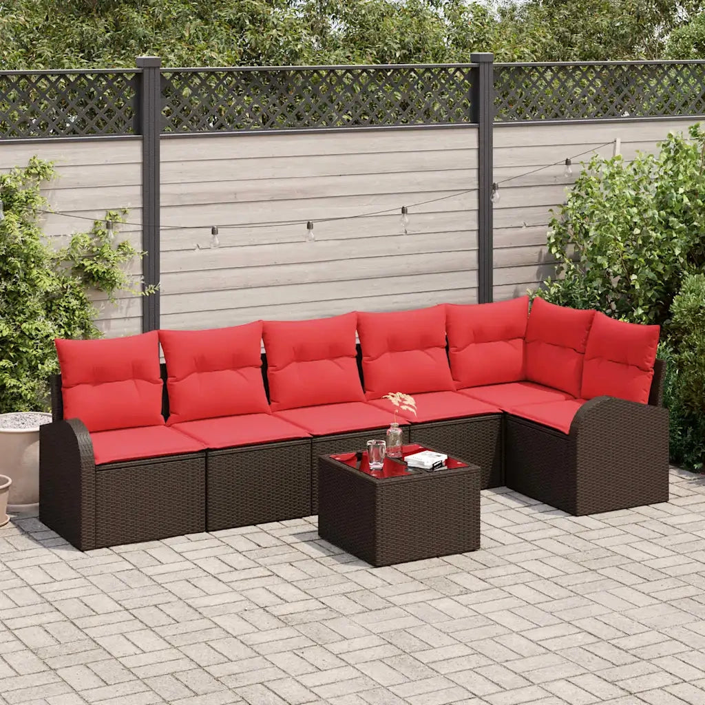 Set Divano da Giardino 7 pcs Marrone polyrattan 3346074