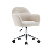 Sedia da ufficio in ciniglia regolabile per bambini con ruote, beige