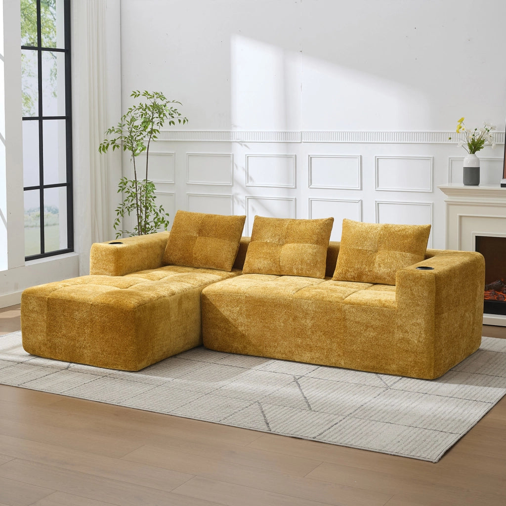 Divano Angolare 3 Posti con Cuscini ¨C Xylo ¨C 258 cm, Grigio
