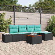 Set Divano da Giardino 6 pz Nero e Turchese polyrattan 3356618