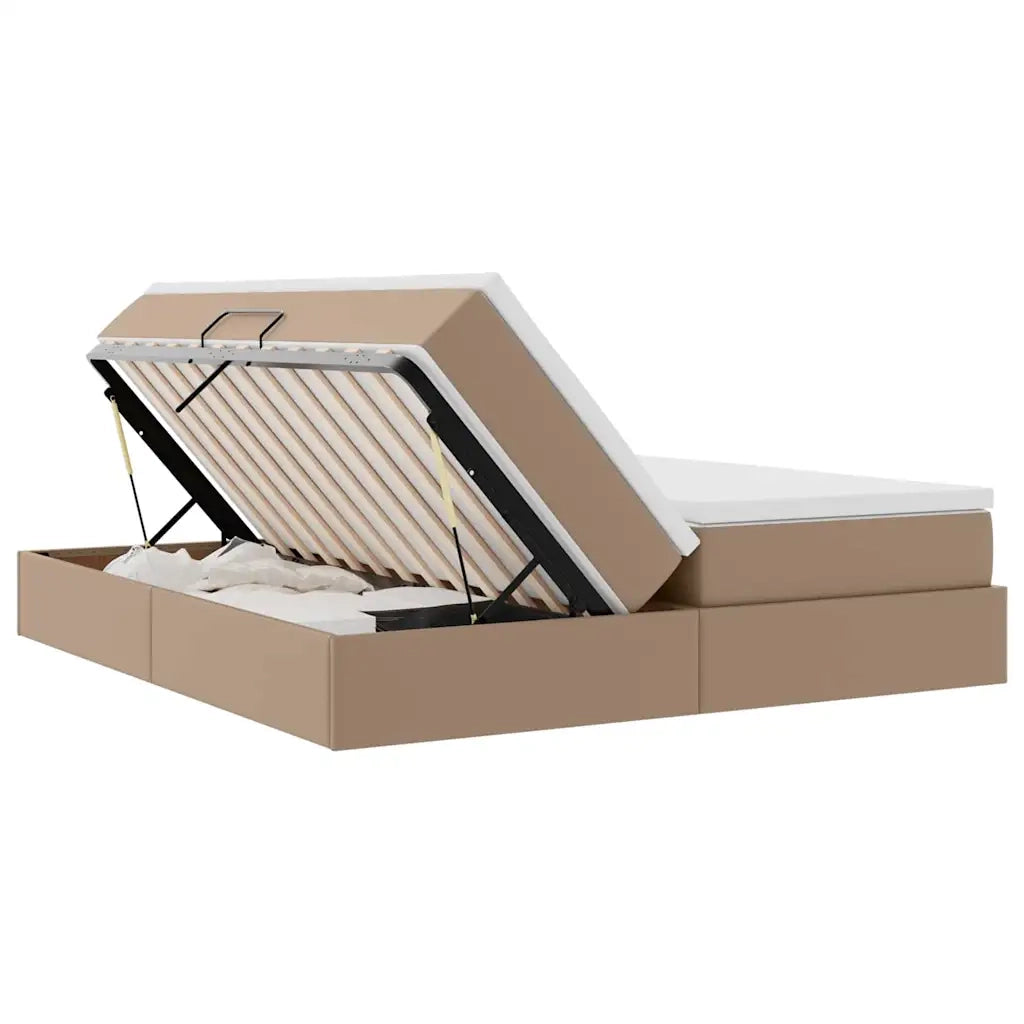 Letto con contenitore e materasso Cappuccino 200 x 200 cm 3370348