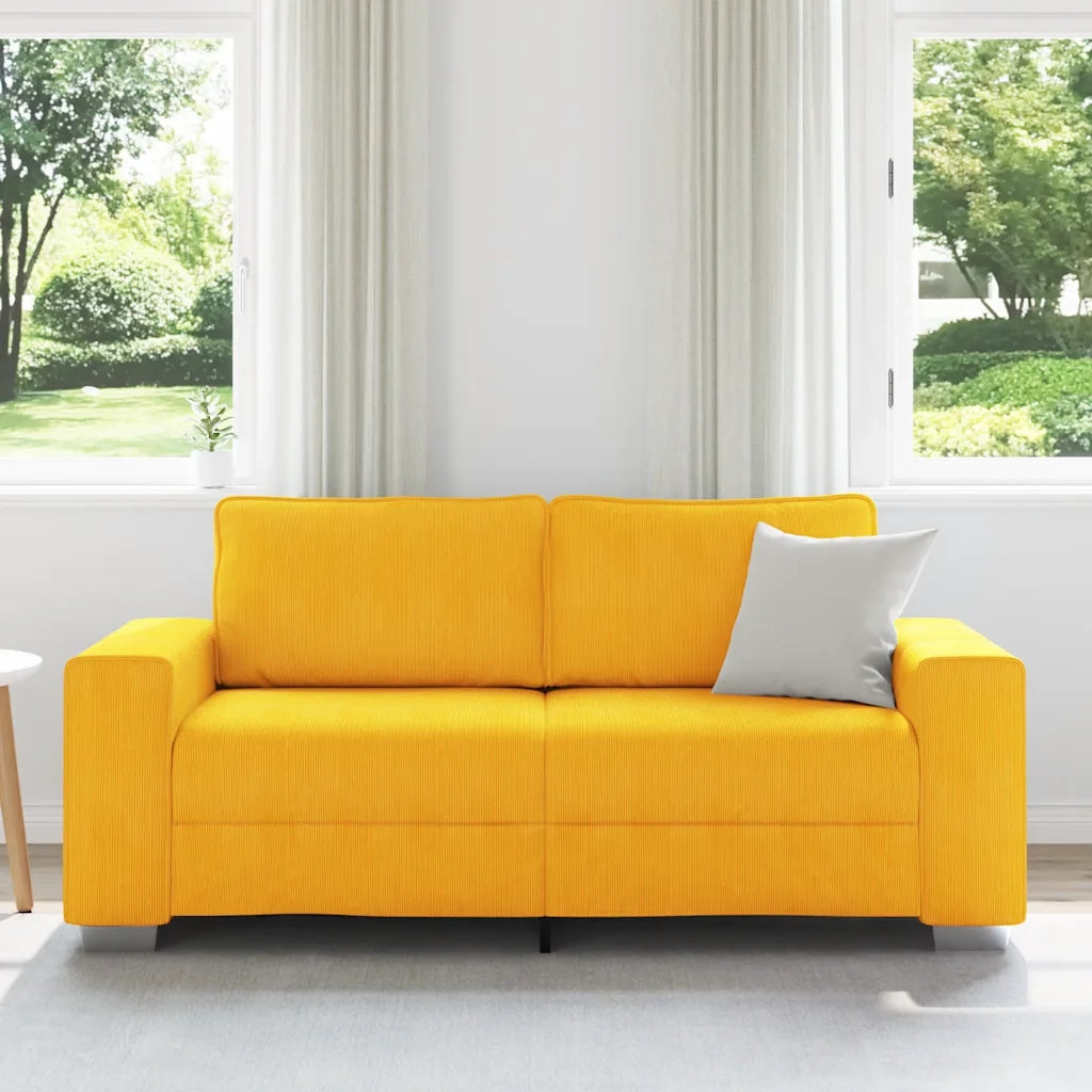 Divano Divanetto-Sofa Giallo Chiaro 140cm Tessuto di Velluto a Coste