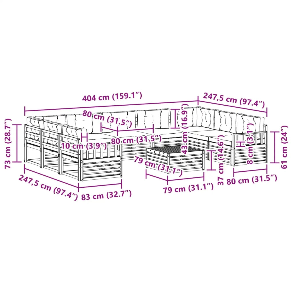 Set di divani da esterno 10 pz Bianco e Antracite 3391187
