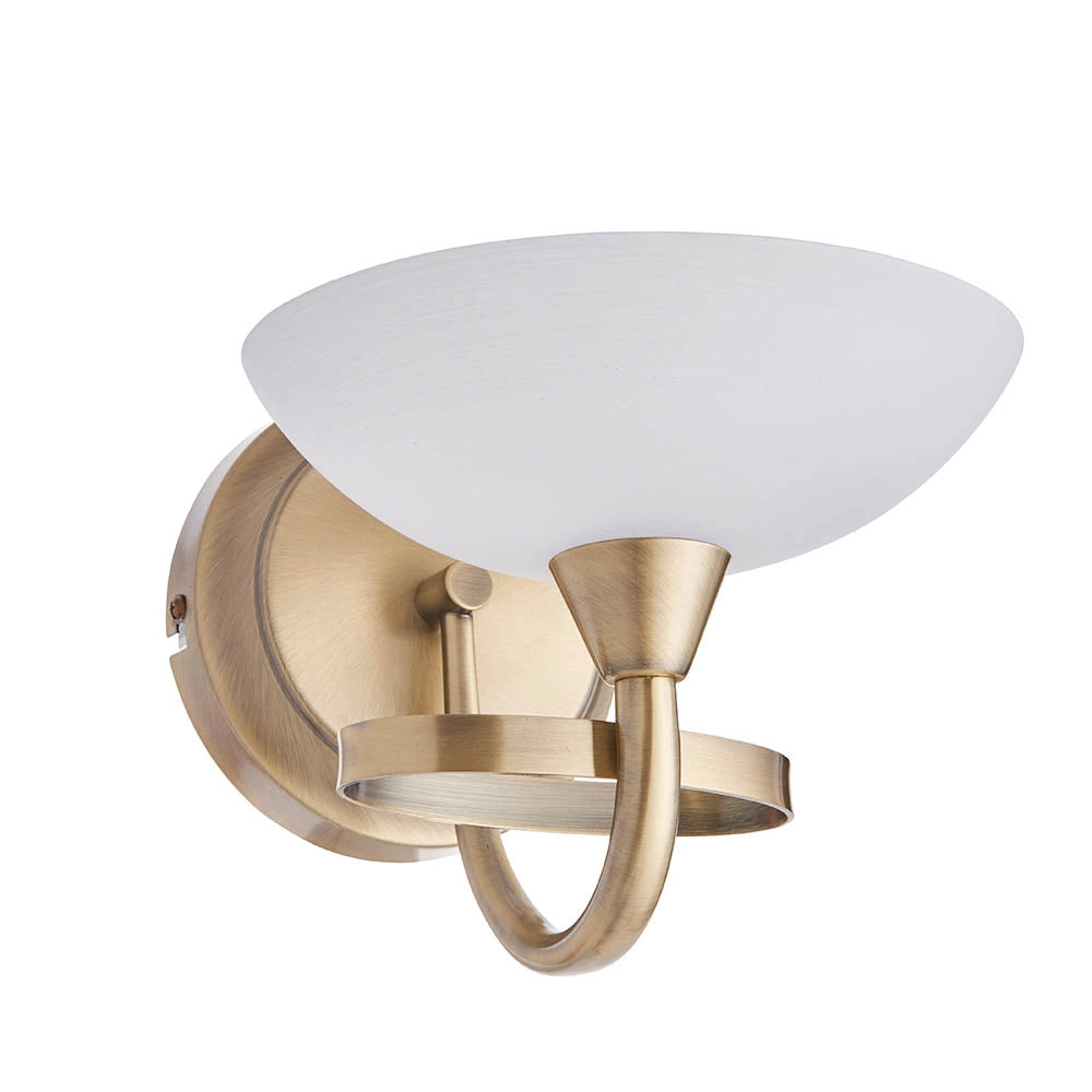 Applique Cagney Endon ottone anticato vetro bianco G9