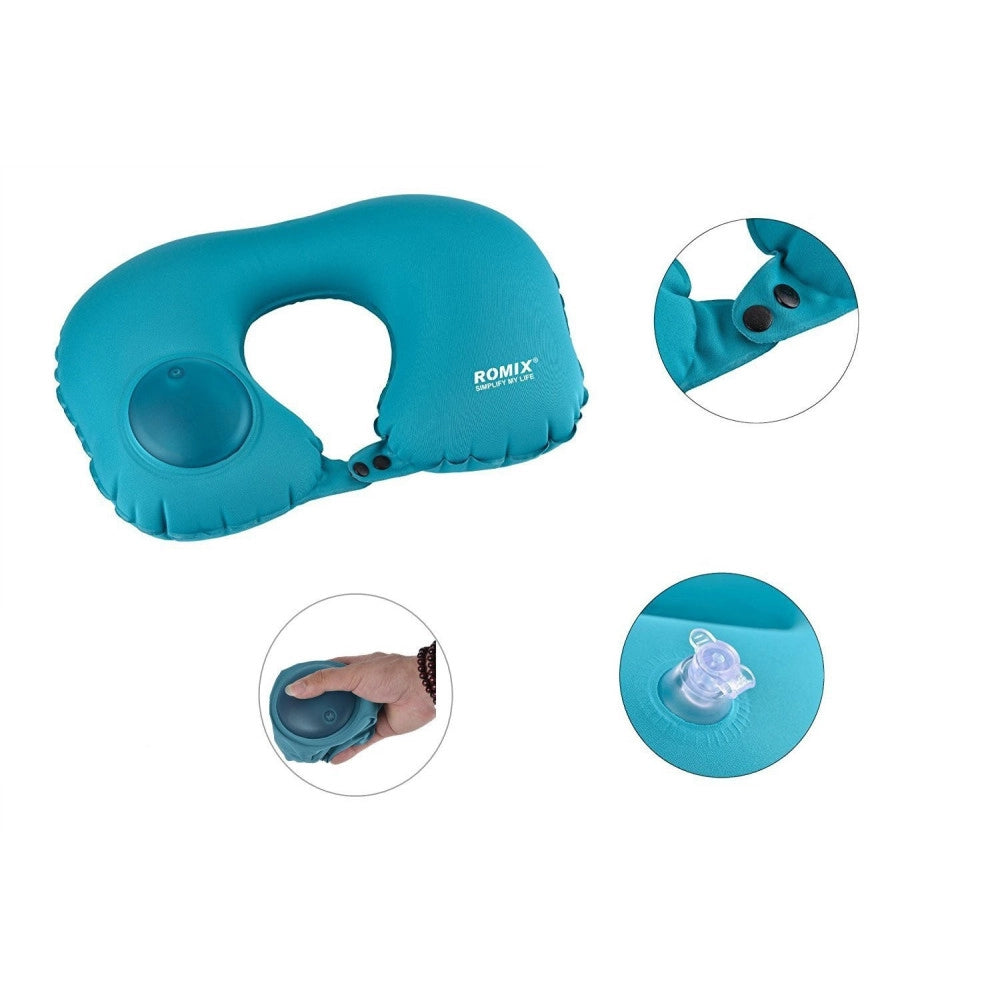 Trade Shop - Cuscino Viaggio Collo Collare Poggiatesta Cervicale Con Pompa Gonfiaggio -