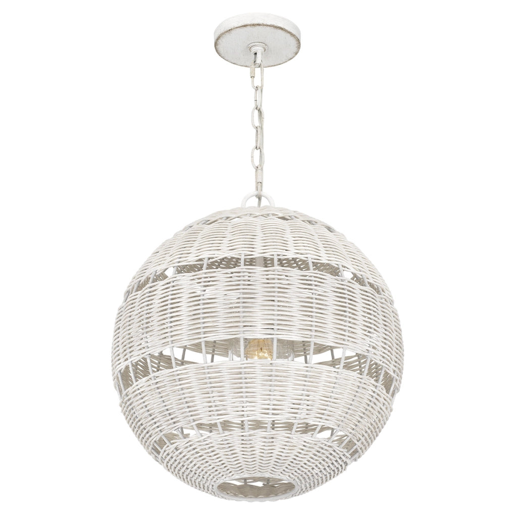 Lampada sospesa esterna rattan bianco ant. E27 IP44