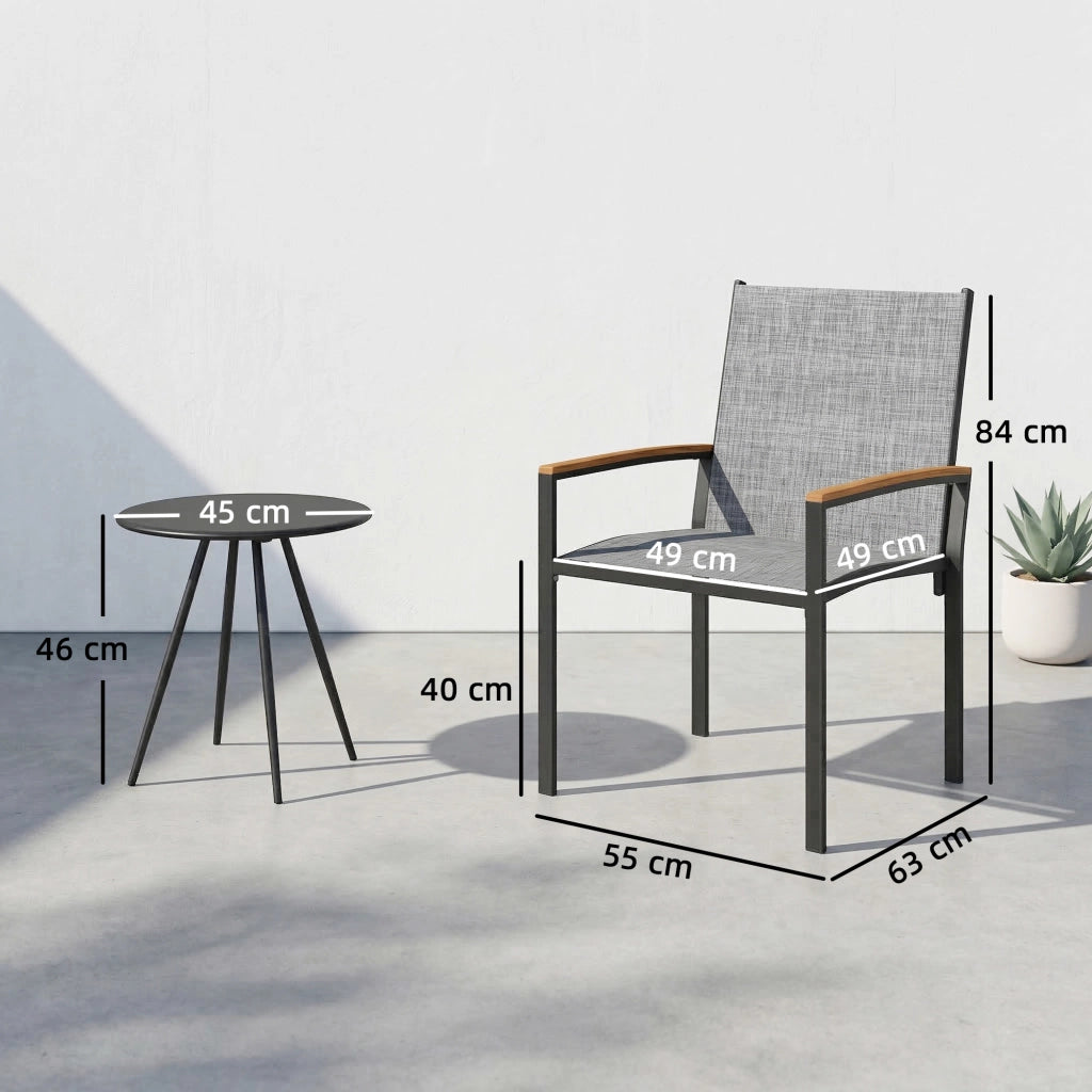 Set Bistr¨° 3 Pezzi: Sedie da Pranzo e Tavolo ¨C Minimal ¨C Grigio e Metallo