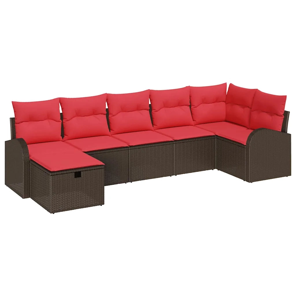 Set di divani con cuscino Marrone e Rosso polyrattan 3359103