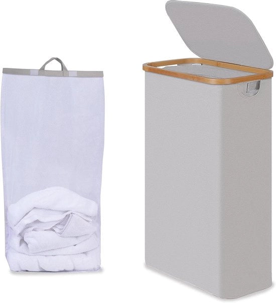 Cestino per Lavanderia Piccolo 75L con Coperchio - Grigio chiaro