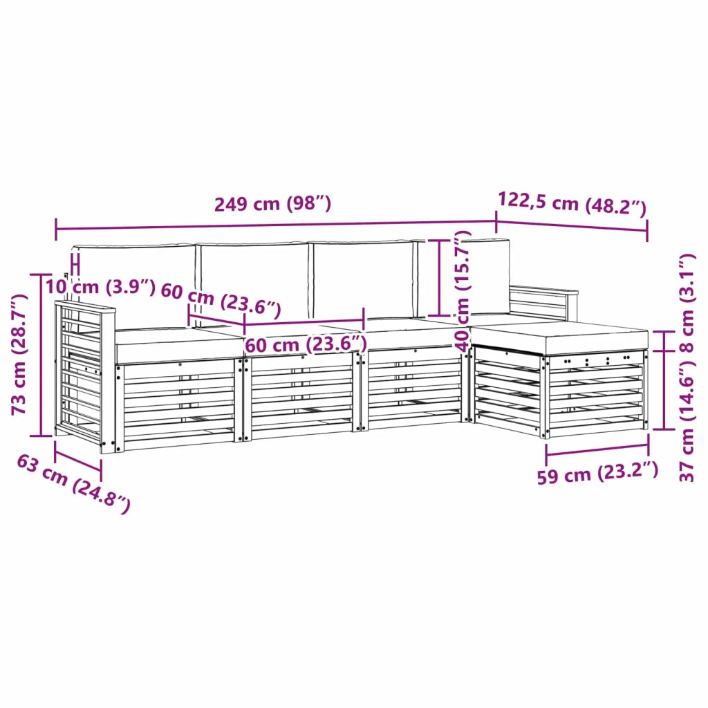 Set di divani da esterno 5 pcs Bianco e Antracite 3391687