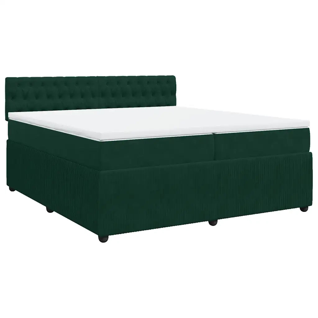 Giroletto a Molle con Materasso Verde Scuro 200x200 cm Velluto