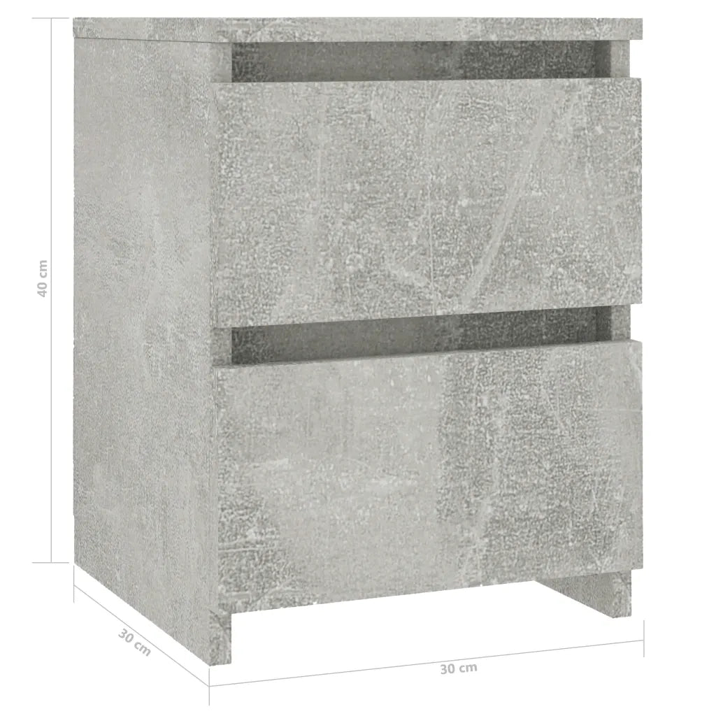 Comodini 2pz Grigio Cemento 30x30x40 cm in Legno Multistrato 800522