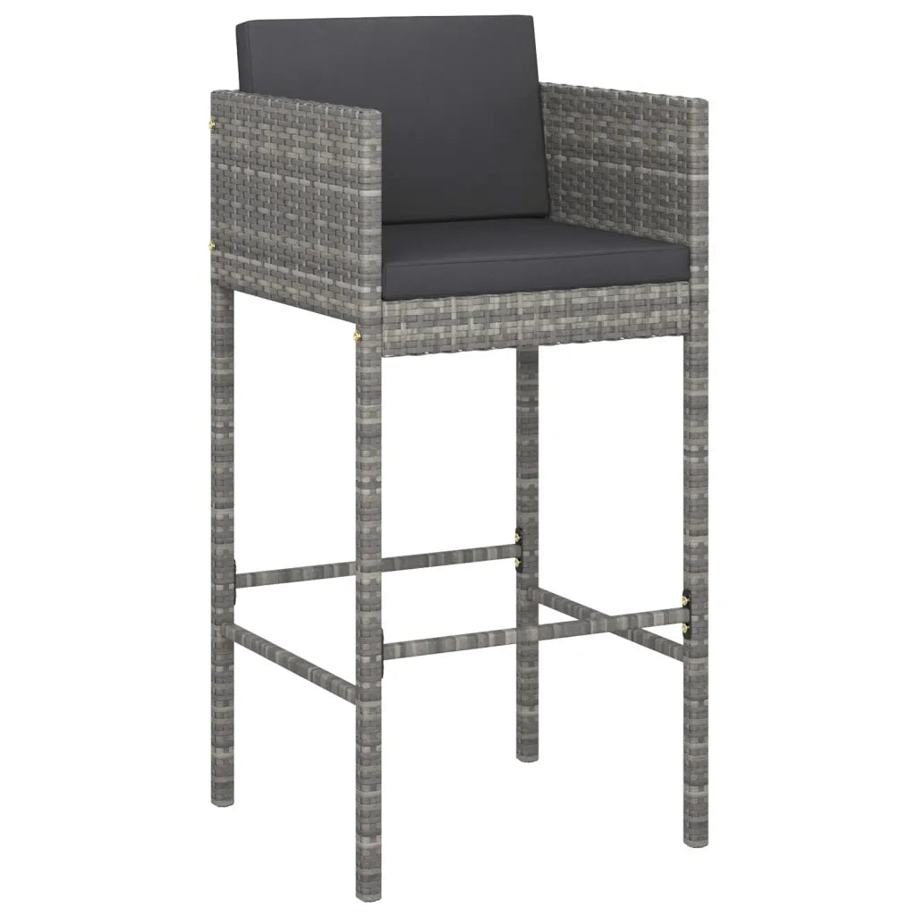 Set Bar da Giardino 5 pz con Cuscini in Polyrattan Grigio 3200671