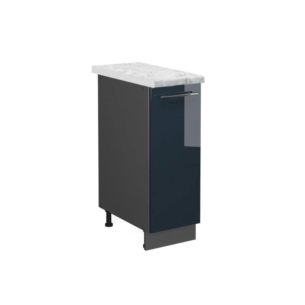 Armadio cucina dispensa alto Fame-Line Blu scuro lucido/Antracite 30 cm, PL Marmo Vicco