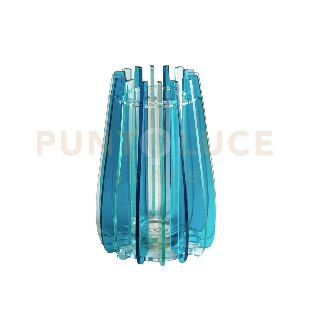 VASO PICCOLO IRIDE IN VETRO TRASPARENTE E CRISTALLO ACRILICO COLORE BLU