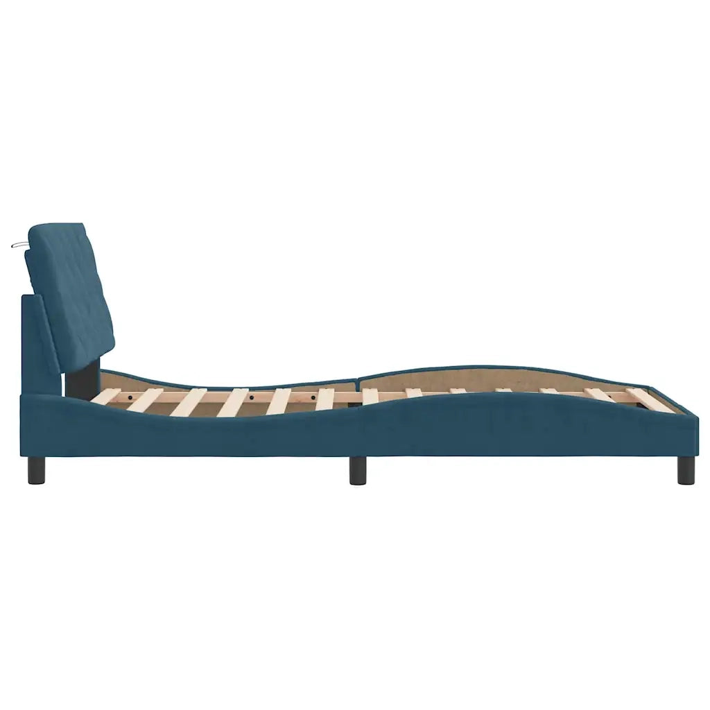 Giroletto senza Materasso Blu 100x200 cm in Velluto