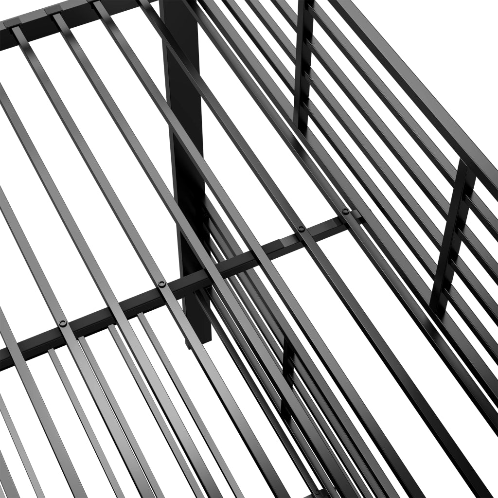 Castello in metallo 140x200 con letto estraibile; sponde e scala; per bambini; nero