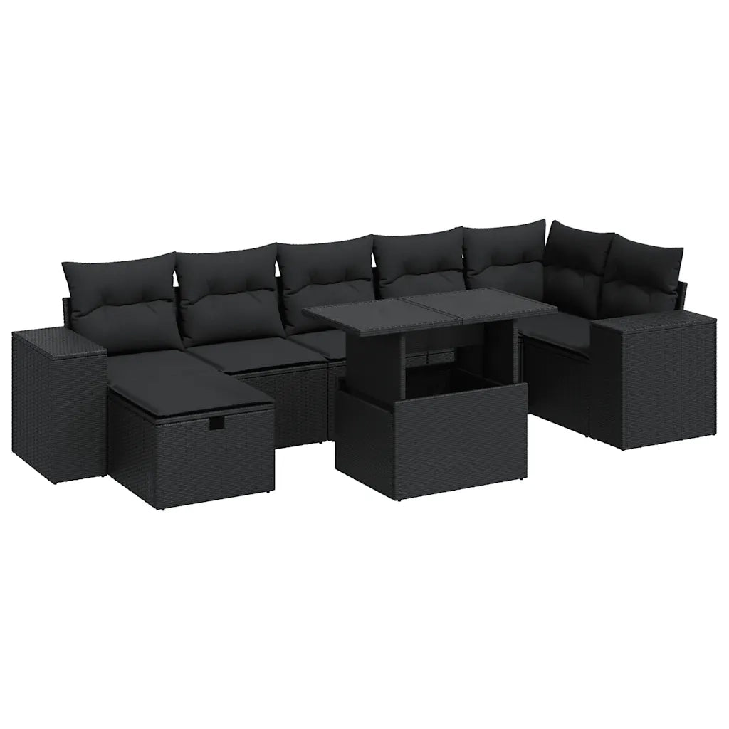 Set Divani da Giardino 5 pz con Cuscini in Polyrattan Nero 3327945