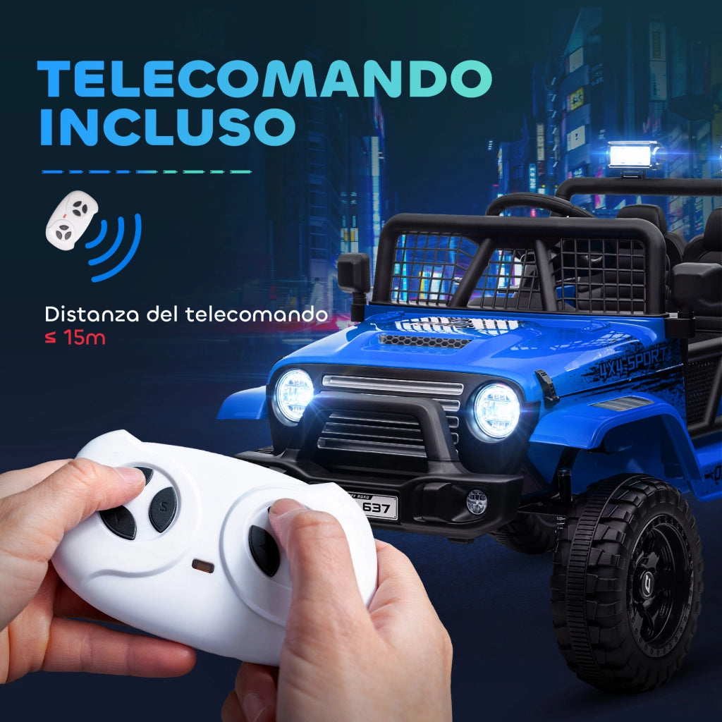 Auto per Bambini 12V Fuoristrada con Telecomando e Luci ¨C Minimal ¨C Blu