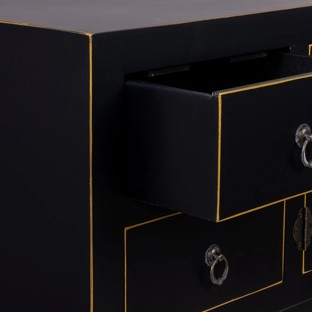 Mobile da ingresso in legno con 4 cassetti e 2 porte 95x26x78