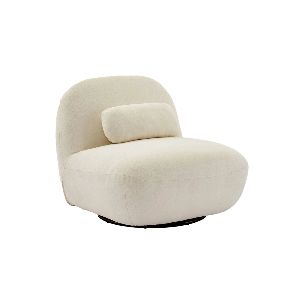 Poltrona girevole 360° bouclé, crema