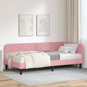 Cornice del letto ad angolo Rosa 100 x 200 cm Velluto 3394167