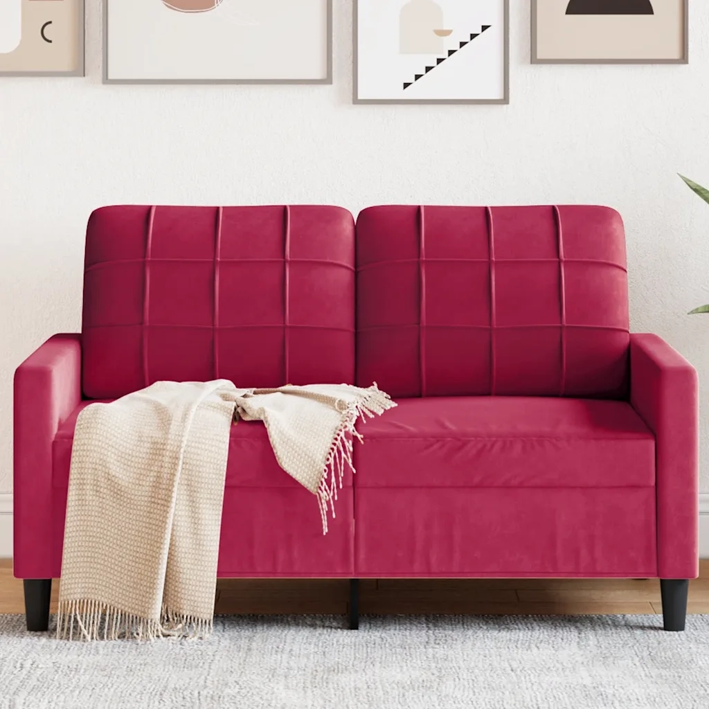 Divano a 2 Posti Rosso Vino 120 cm in Velluto 4007618