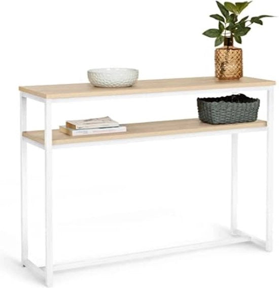 Console a doppio Detroit design industriale, legno e metallo, bianco